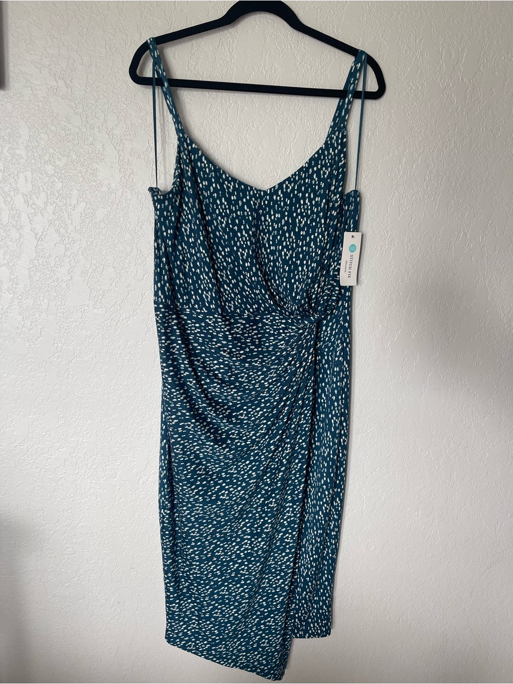 NWT Nine Britton Vivienne knit midi Dark Teal Printed Twist-front dress